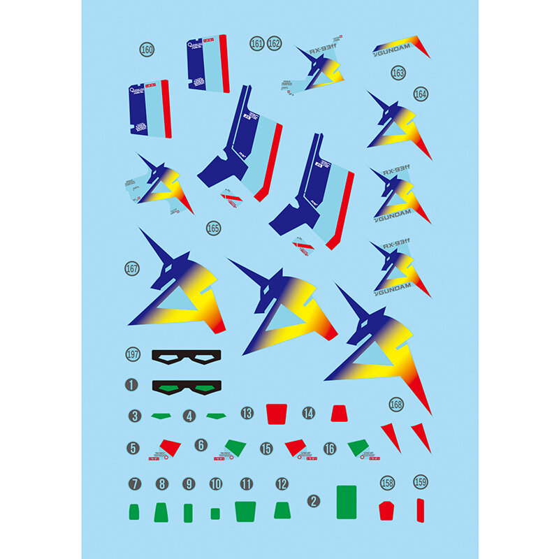 Model Decals Water Slide Decals Tool For 1/144 RG NU RX-93ff Sticker Models Toys Accessories