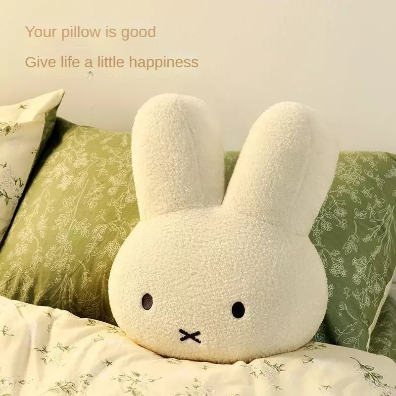 Miffy Throw Pillow Kawaii Rabbit Plush Toy Baby Comfort Pillow Sitting Room Sofa Bedside Pillow Cartoon Office Back Cushion