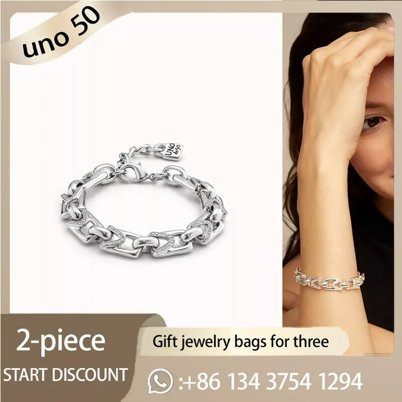 2024 UNO DE 50 Popular 925 Women's Bracelet Type Silver Bracelet Boutique Jewelry