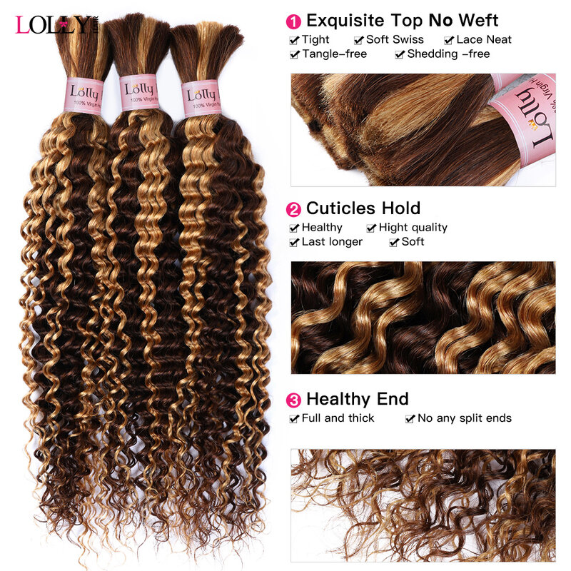 4 27 bundel rambut manusia massal untuk kepang madu pirang gelombang dalam bundel rambut manusia tanpa sambungan untuk ekstensi rambut wanita