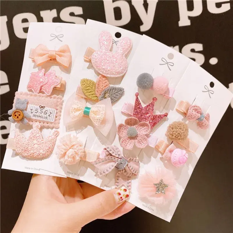 Nowy akcesoria do włosów dla dzieci spinka do włosów dla dziewczynek koreański różowy zestaw kartonów spinka do włosów dla dzieci urocza i słodka