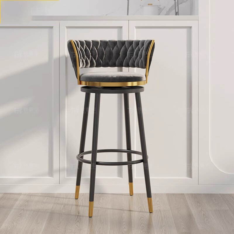Taburete ligero y plegable de estilo nórdico para el hogar, silla de Bar con mostrador dorado, taburete giratorio moderno, muebles de diseño de Cocina