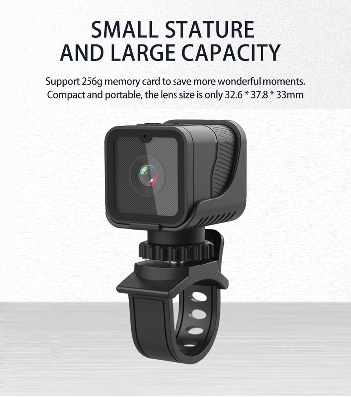 Mini câmera esportiva portátil de alta definição, com hotspot, wi-fi, câmera à prova d'água, motocicleta e bicicleta, gravador de condução, 1080p