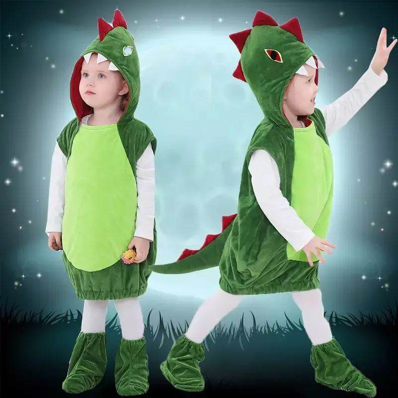 Dinossauro de Halloween infantil Traje, Cosplay Set, Bonito Cos Vestuário, Jardim de infância Cartoon Show, Meninos e meninas
