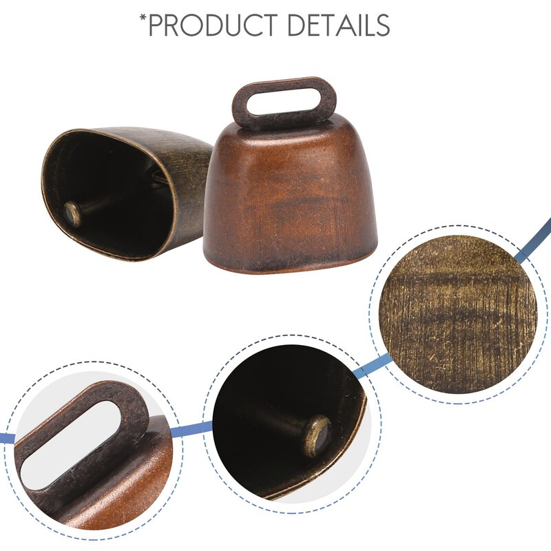 Cascabel de Metal para ganado, campana Retro de 6 piezas para pastar caballos de cobre, fabricante de ruido