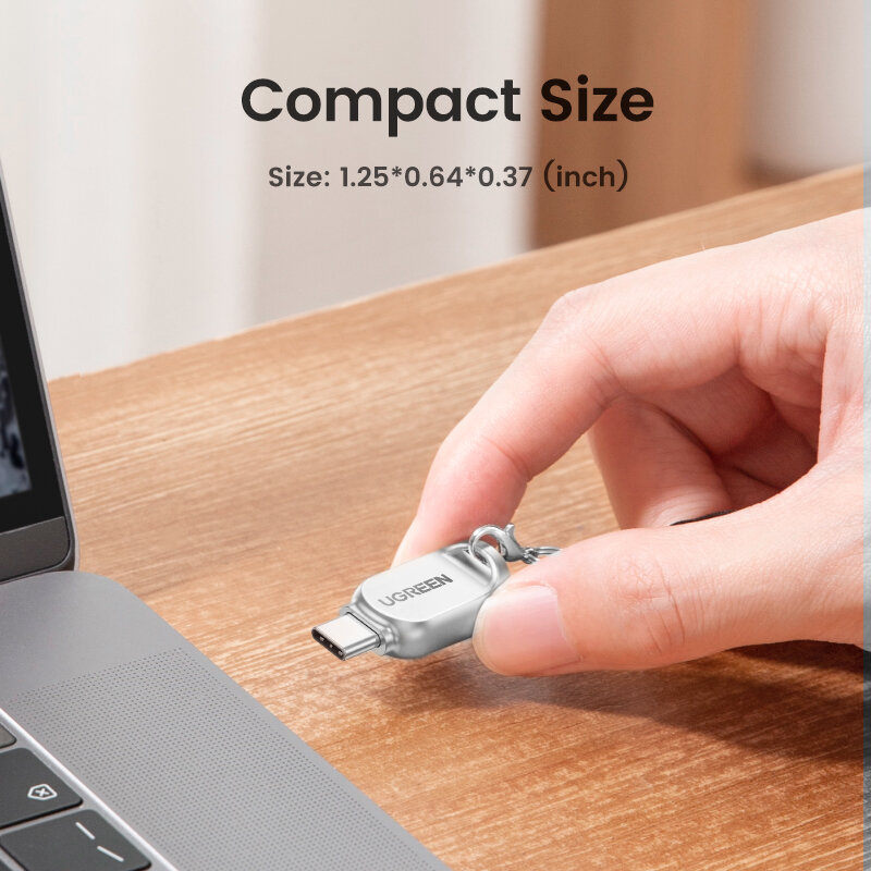 UGREEN pembaca kartu USB-C ke kartu SD mikro, adaptor OTG untuk Laptop PC Tablet ponsel Windows MacOS USB 3.0 pembaca kartu memori