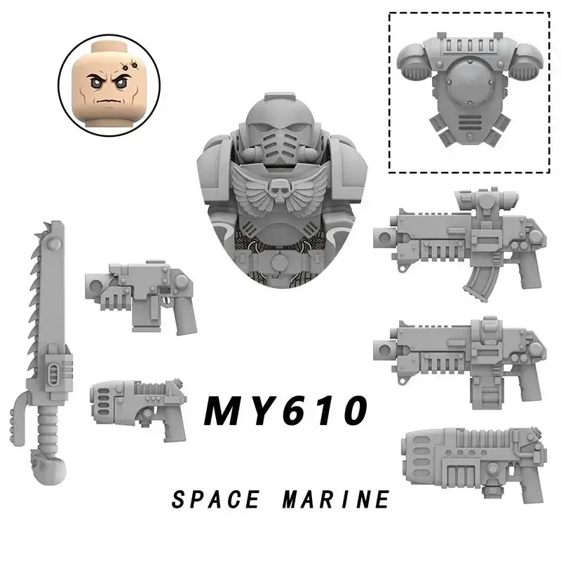 MY601-MY610 Ultramarines: A Warhammer 40,000 mainan figur Robot Mini bongkar pasang blok bangunan boneka hadiah ulang tahun