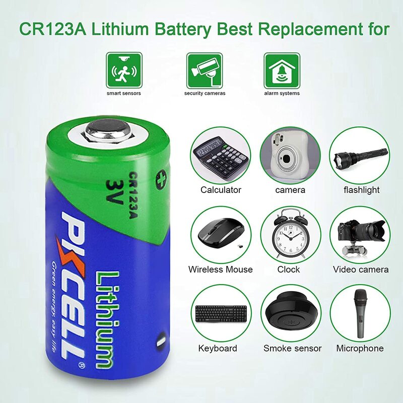 Baterias não recarregáveis da bateria de lítio cr 123a cr17345 16340 cr123a 3v de 12 pces para o alarme sem fio da porta do medidor de gás