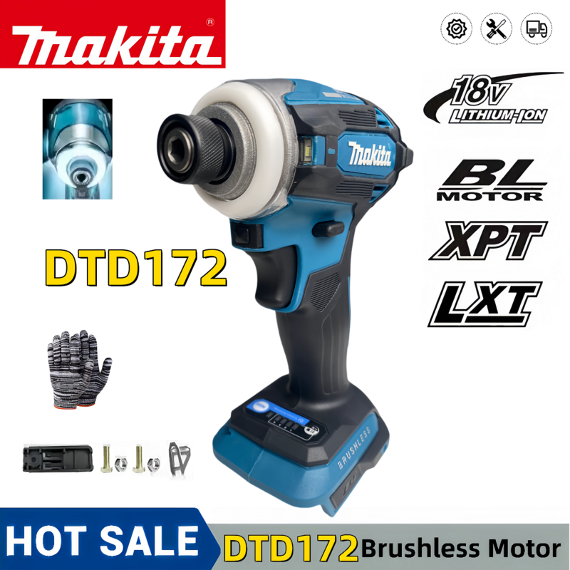 Makita DTD172 180 NM Cordless Impact Driver 18V LXT BL Brushless Power Tools Motor Electric Drill Wood/olt/T-Mode  Rechargeable