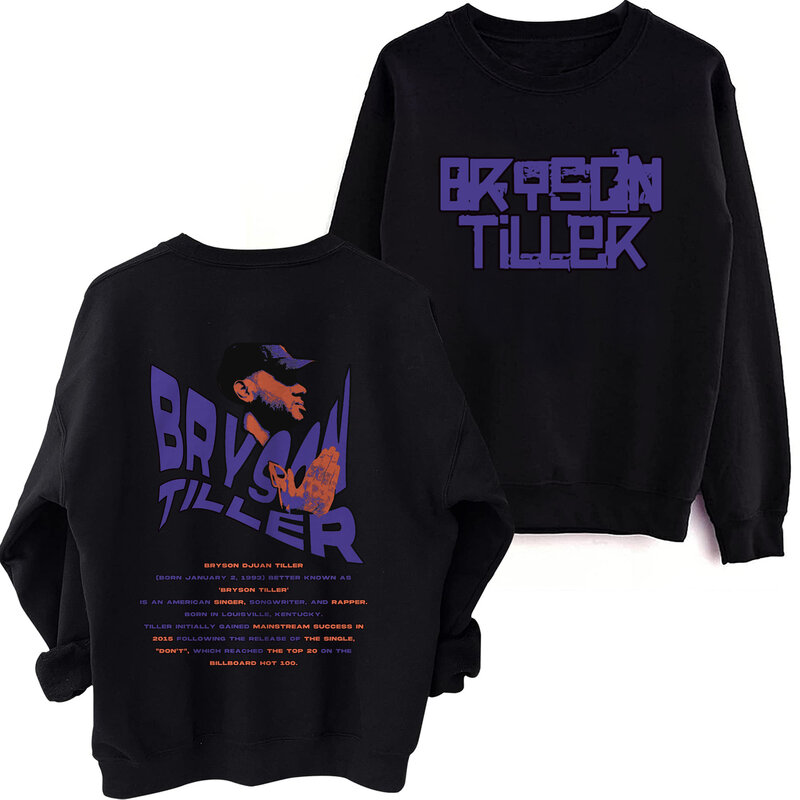 Bryson Tiller Sweatshirt Harajuku Round Neck Long Sleeve Oversized Popular Music Hoodie Fans Gift