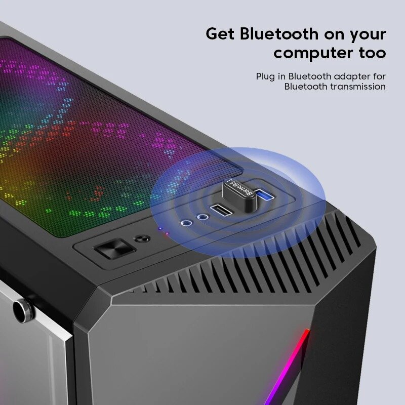 USB Bluetooth 5.3 Dongle adaptador para PC portátil, alto-falante sem fio, receptor de áudio, transmissor
