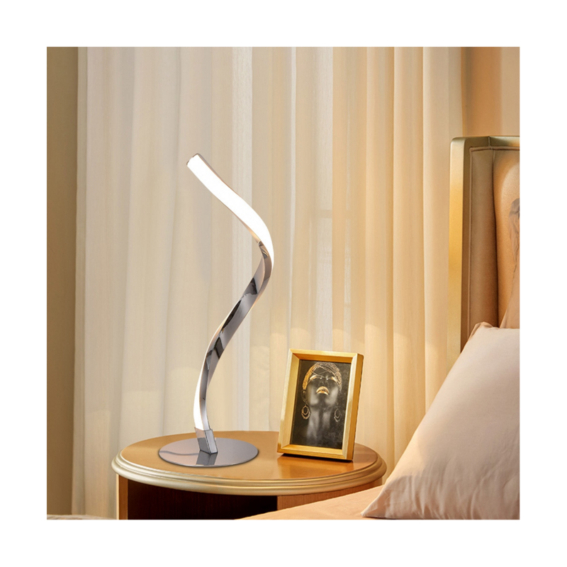 LED Personality Spiral Lighting Lamp Simple Reading Table Lamp Plug and Play Bedside Lamp for Bedroom Restaurant US Plug