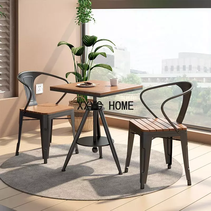 Kwadratowe zestawy stolików kawowych do herbaty Stołek drewniany Krzesło z litego drewna Projektant Minimalistyczny stolik kawowy Salon Nowoczesne meble Meuble