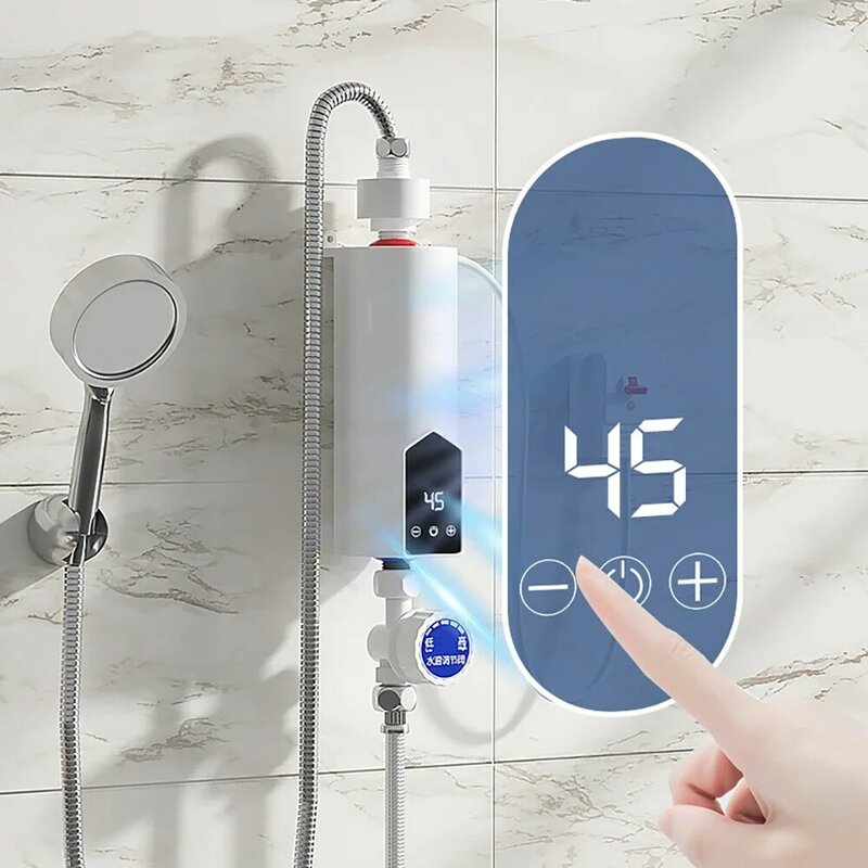 Mini calentador de agua eléctrico instantáneo, 220V, 110V, sin tanque, 3500/5500W, calentamiento rápido de ducha de baño para el hogar, pantalla Digital LCD