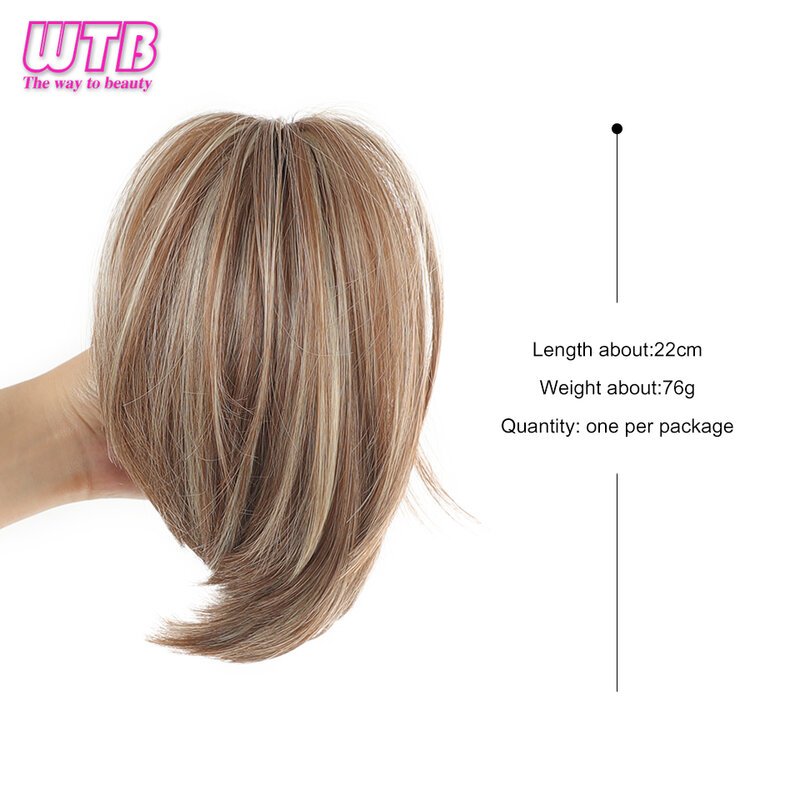 WTB Messy Bun Claw Clip Female Short Ponytail Dark Brown Natural Fluffy 22 cm Claw Clip Extended Wig Bun