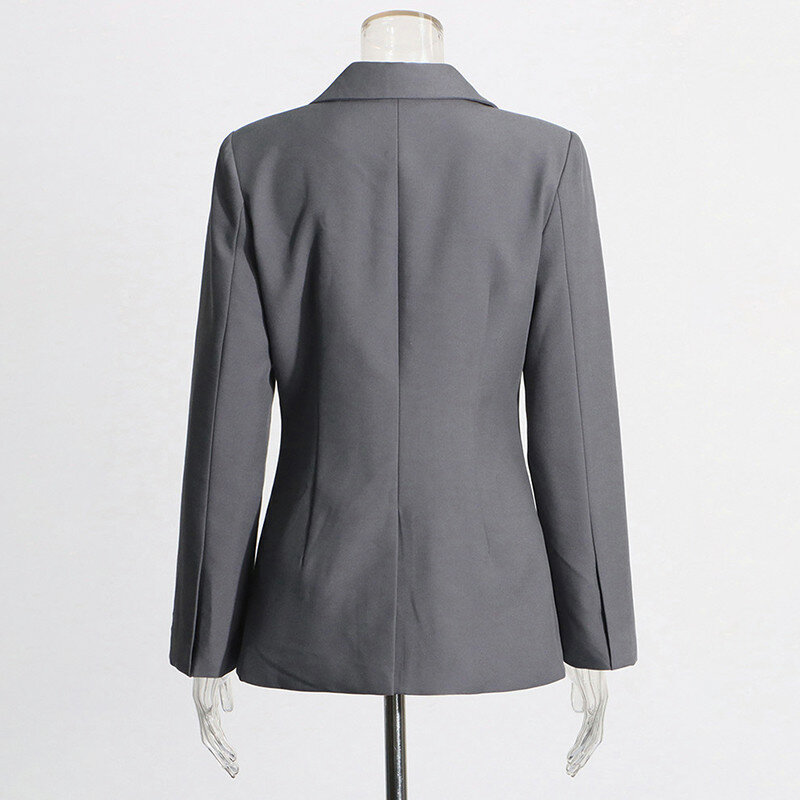 KBQ-Blazer com renda para mulheres, decote em v, manga comprida, túnica emendada, peito único, blazers casuais, moda feminina, retalho sólido, novo