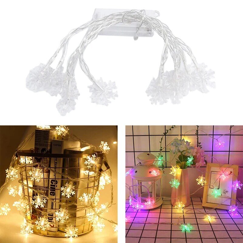 Impermeável flocos de neve corda Fairy Lights, Natal luz, decoração do jardim, LED Strip, 3m, 20 LEDs