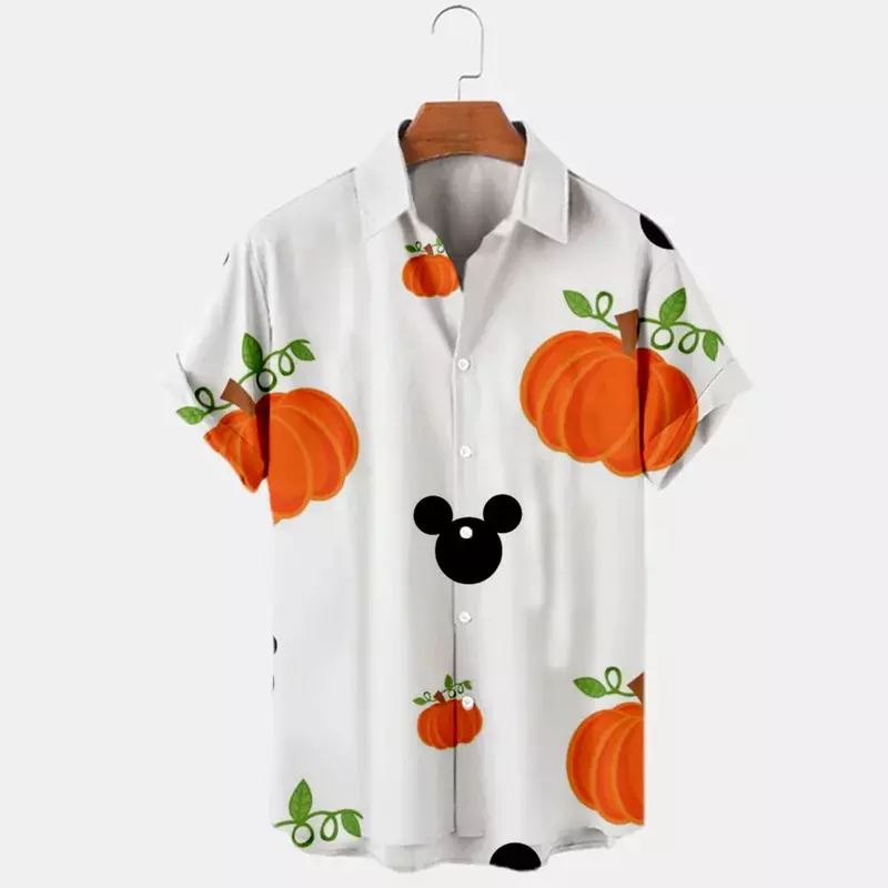 Disney Halloween koszula hawajska mężczyźni moda damska koszulka z krótkim rękawkiem Mickey Halloween koszula hawajska Casual koszula plażowa