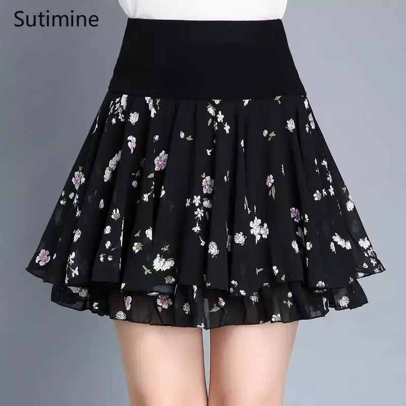 Letnie spódnice damskie spodenki z wysokim stanem krótkie spódniczki słodkie słodkie dziewczyny tańczą krótka spódniczka Kawaii lekkie czarne spódnice koreańska odzież