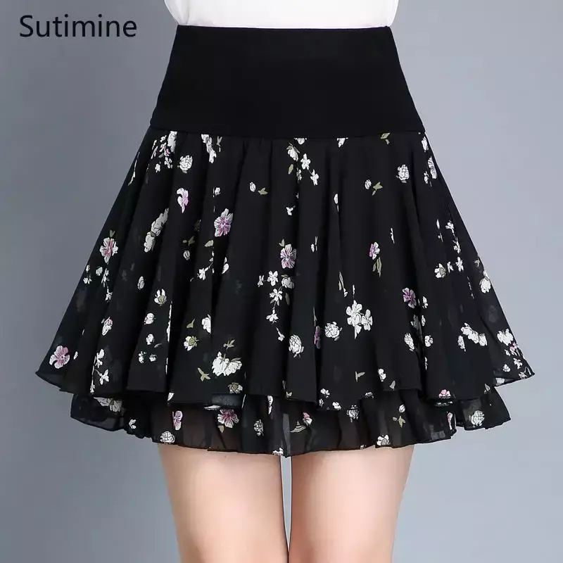 Saias curtas de cintura alta femininas, meninas fofas dançam mini saias, saias kawaii preto claro, roupas coreanas, verão