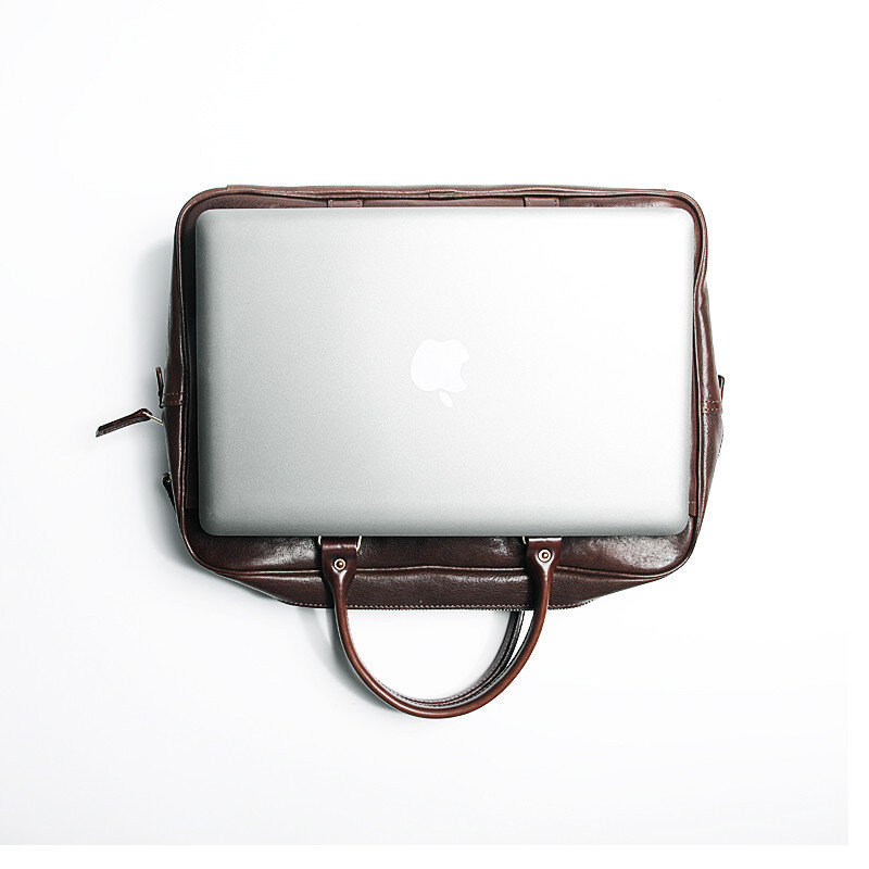 Hoogwaardige Natuurlijke Lederen Mannen Aktetas Zakelijke Luxe Koeienhuid Laptop Handtas Designer Eenvoudige Mode Messenger Bag