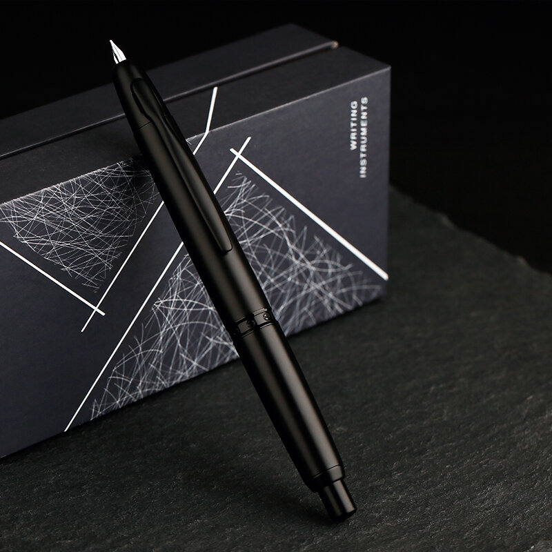 Перьевая ручка MAJOHN A1, выдвижная, 0,4 мм, металлическая матовая черная чернильная ручка, конвертер для письма, рождественские подарки