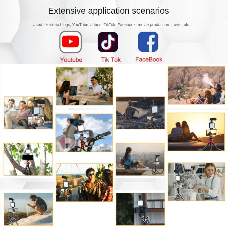 Vlogging Kit for Phone,Compatible YouTube Starter Kit for Content Creators ,Include Phone Holder, LED Light,Shotgun Microphone
