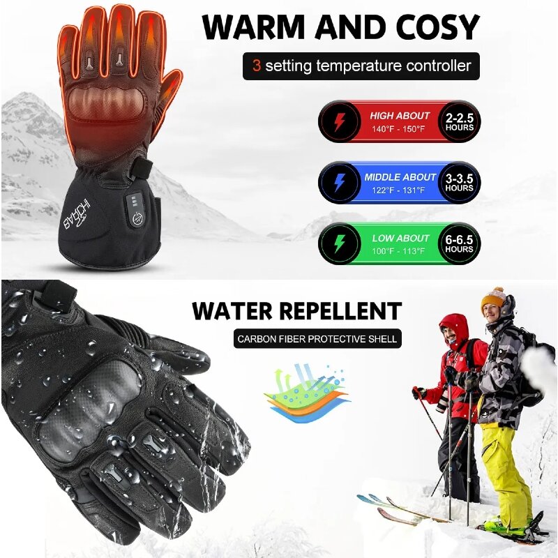 DAYWOLF HEAT Cycling Electric Heated Gloves Winter Keep Warm Outdoor Sports Waterproof Windproof Anti freeze Battery 3 Level