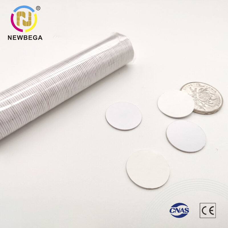 Disco de monedas de 125 KHZ, etiquetas de PVC RFID, Chip regrabable T5577, pegatina redonda de proximidad, pegamento 3M, autoadhesivo 5/10/50 piezas