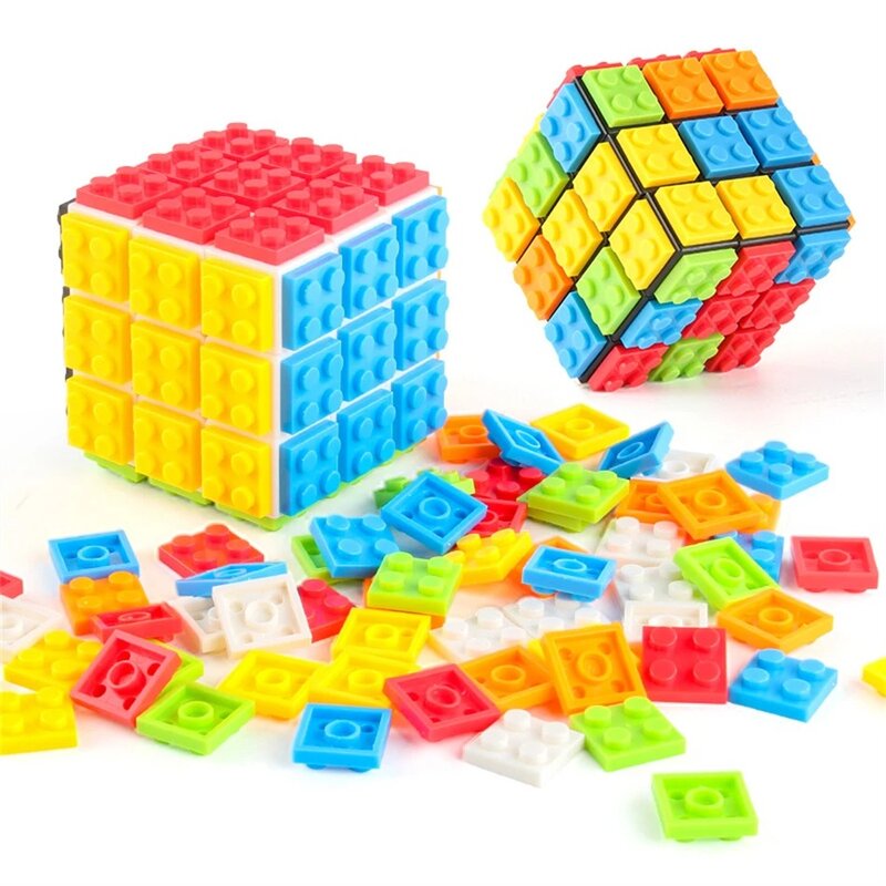 FanXin mainan balok pembangunan edukasi anak-anak, seri DIY kubus ajaib klasik Cubo Magico mencerahkan blok bangunan untuk hadiah anak-anak 3x3x3