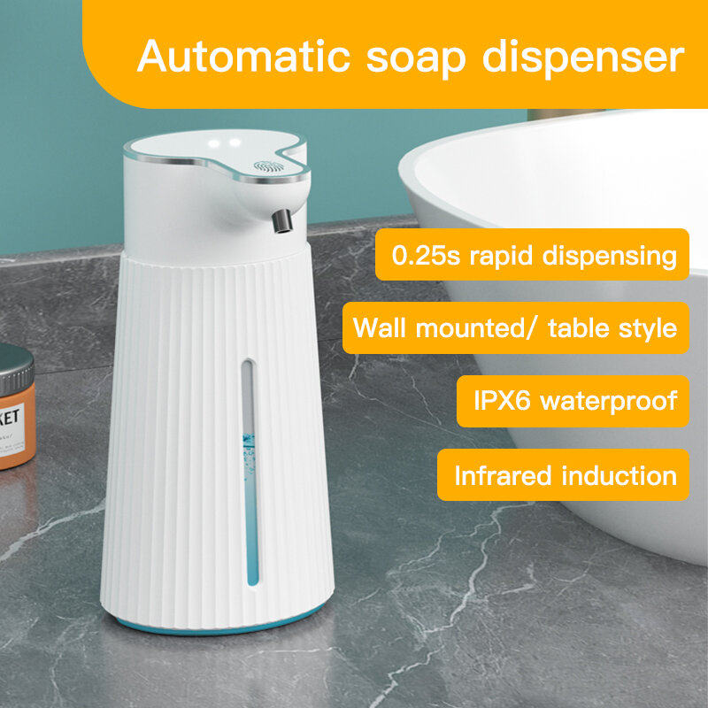 Dispensadores automáticos de jabón de espuma para baño, máquina de lavado de manos inteligente con carga USB, Material ABS blanco de alta calidad, 400ml