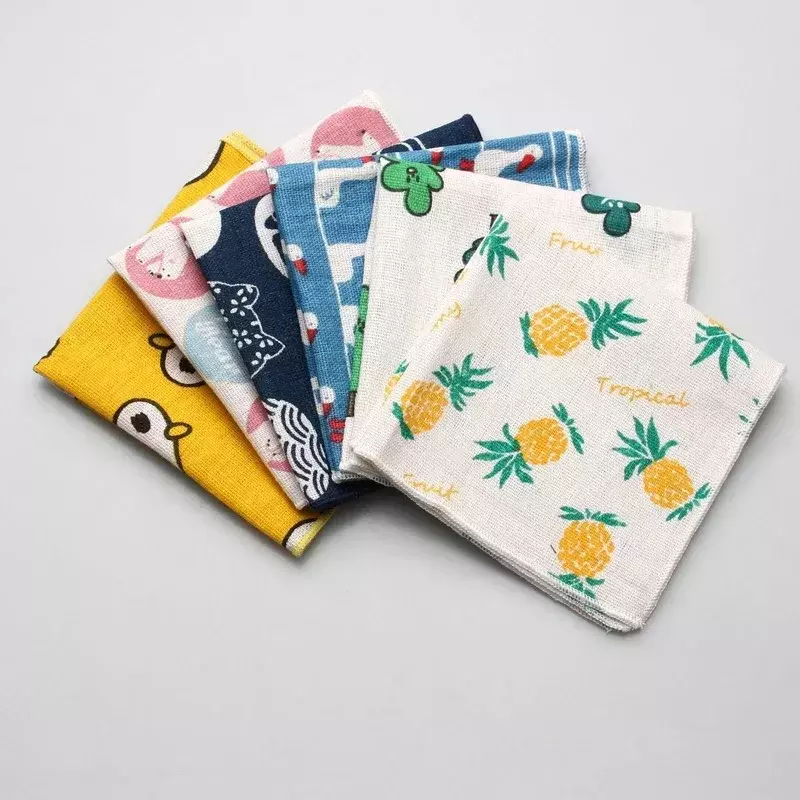 Cotton Handkerchiefs Woven Colorful Printing Flower Plaid Mens Casual Streak Square Pockets Handkerchief Towels