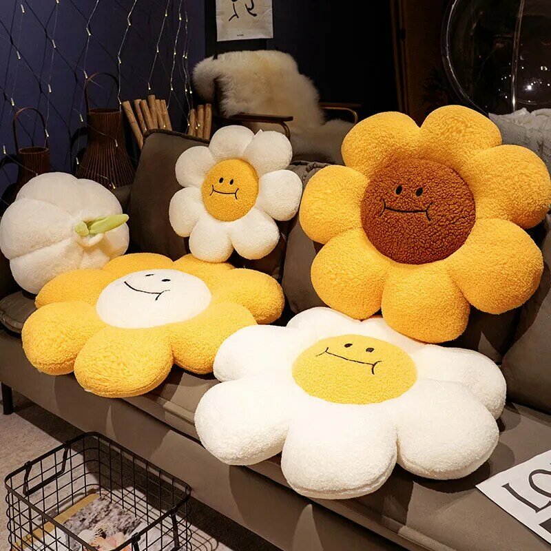 Soft Sunflower Shape Sleeping Pillow Plush Daisy Flower Cadeira Almofada para Sua Planta Office Decor Floor Mat Sofá Decor Toy