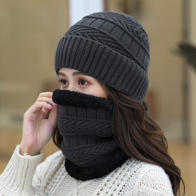 Bonnet coupe-vent en laine optique pour femme, écharpe chaude, chapeau d'extérieur, nouveau, hiver, 2023
