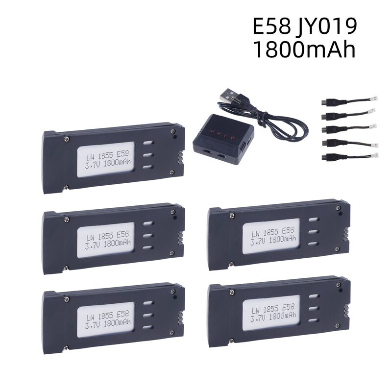Batterie au lithium pour quadricoptère, pièces de rechange, compatible avec E58, S168, JY019, S168, 3.7V, 1800mAh