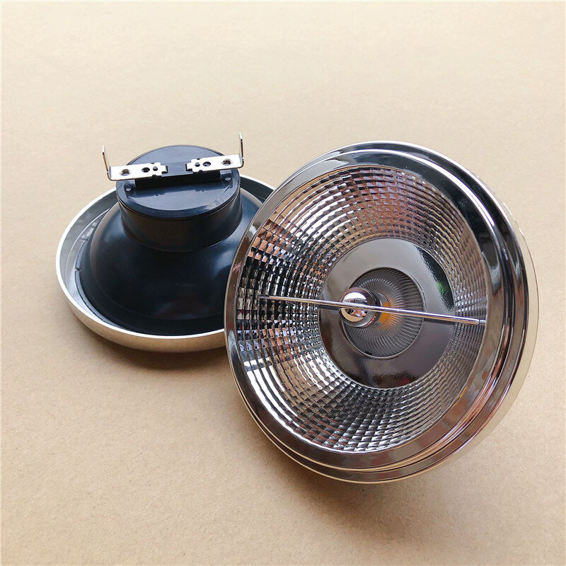 Refletor LED regulável, lâmpada de alumínio COB, corpo preto e branco, G53, GU10, AR111, ES111, AC 110V, 220V, DC 12V, 1pc