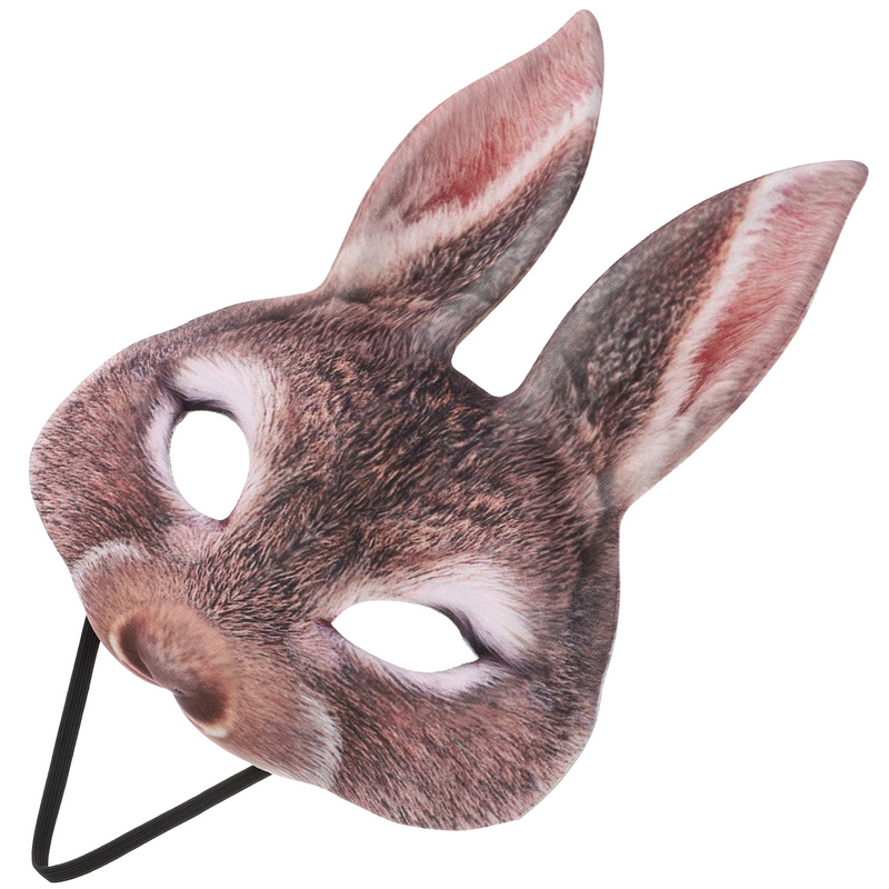 창의적인 토끼 귀 EVA 마스크, 하프 페이스 토끼 마스크, 재미있는 장식, 파티 축제 클럽 다크 브라운