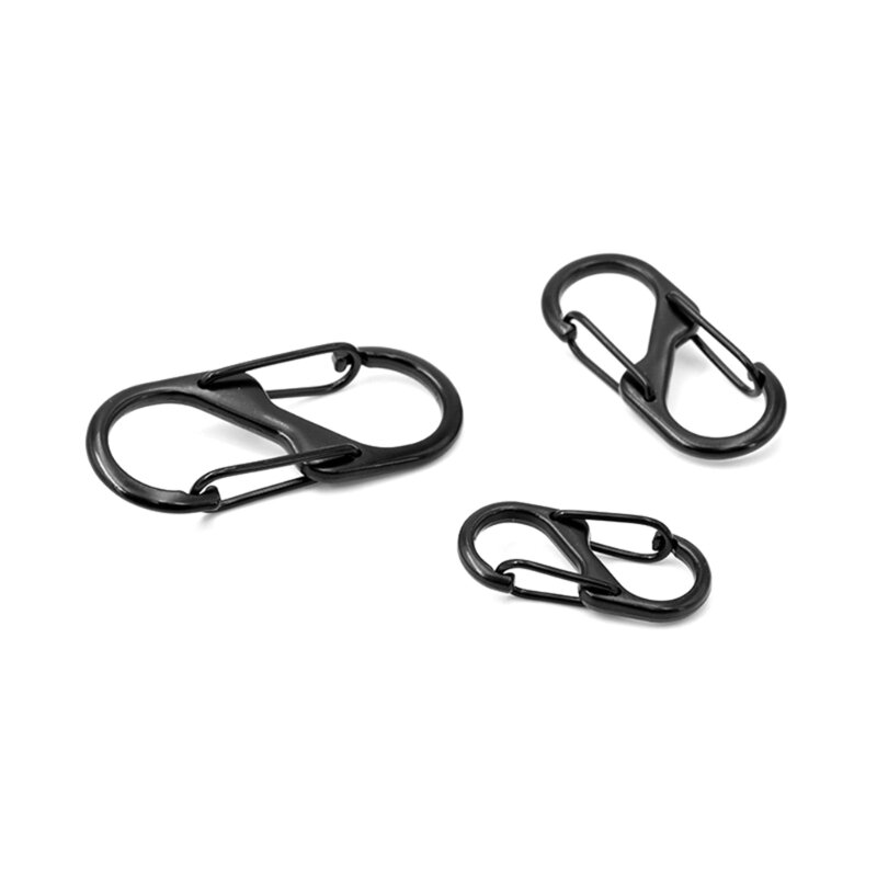 10 Pcs S Shaped Small Carabiner Clips Metal Double Hook Outdoor Anti Theft Backpack Buckle Mini Locking Carabiner