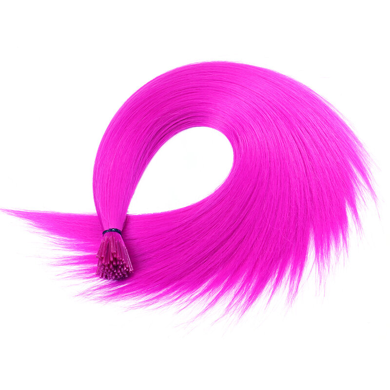 Syntetyczna farba do włosów Rainbow sztuczne włosy rozszerzenia kolorowe Kanekalon i-tip keratyna Fusion do przedłużania włosów pasma kawałki włosów