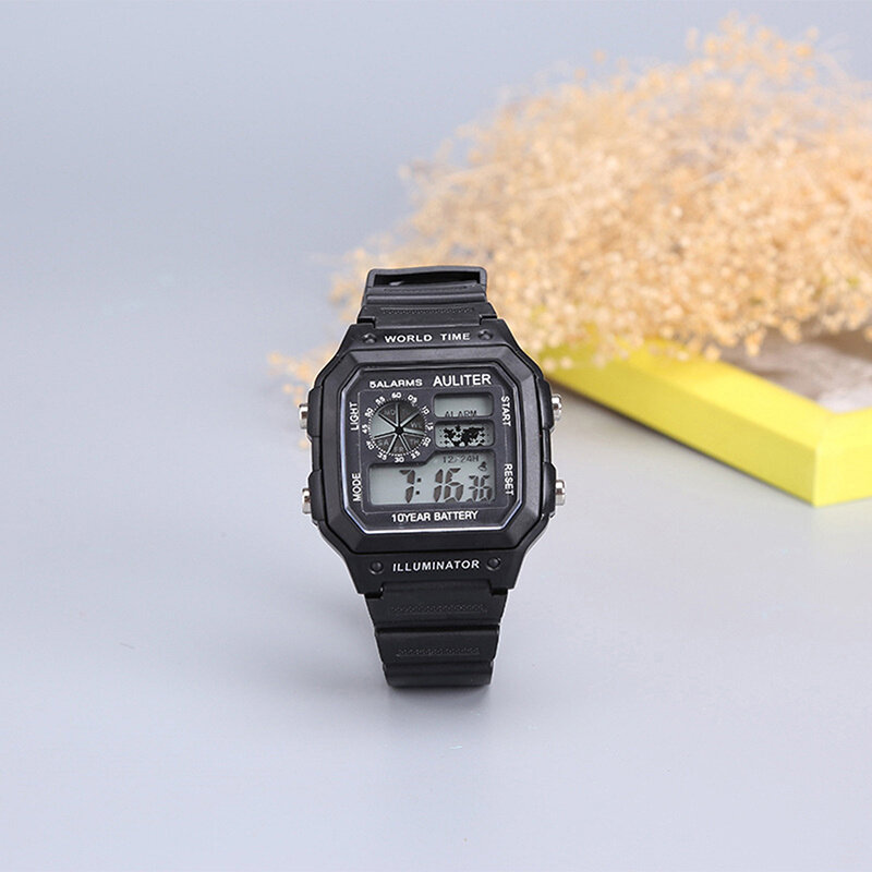 Мужские Цифровые Спортивные светящиеся водонепроницаемые тонкие электронные часы с хронографом