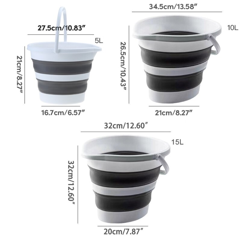 P82D Collapsible Water Bucket Foldable Round Tub for House Cleaning Space Saving Outdoor Waterpot for Garden Portable Fishing