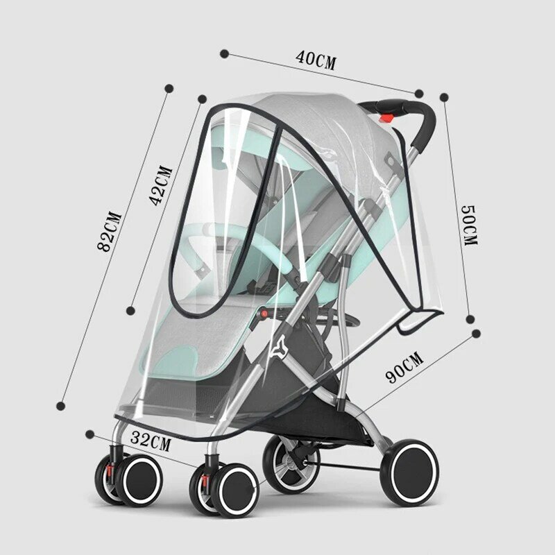 Universal à prova dwaterproof água pram capa de chuva acessórios do carrinho de bebê transparente vento poeira escudo zíper aberto para carrinhos chuva