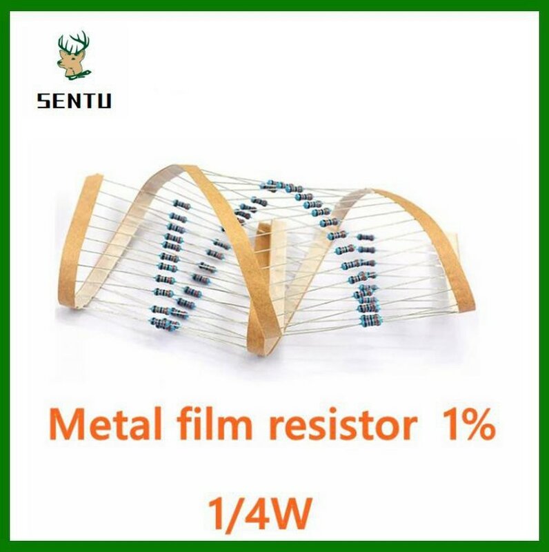 100PCS 1/4W 1% Metal Film Resistor Components Color Ring 0.25W 0R 0.1R 10R 100R 1K 10K 100K 1M 4.7R 47R 470R 4.7K 47K