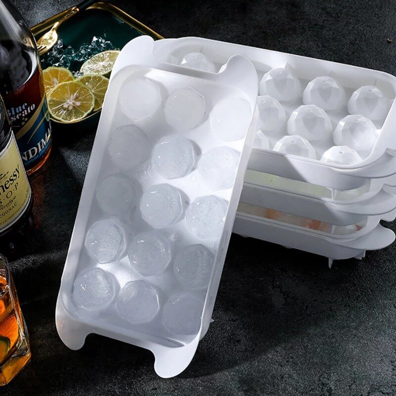 Cetakan kue labakiheh nampan es batu silikon freezer dengan tutup hemat ruang beberapa bulat es batu