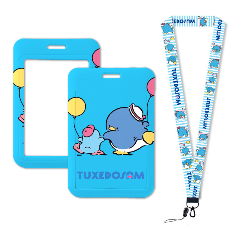 W Lovely Penguin Tuxedo Sam Sanrio Anime ID Badge Holder Neck Strap Card Holders Student Campus Lanyard Credential Holder