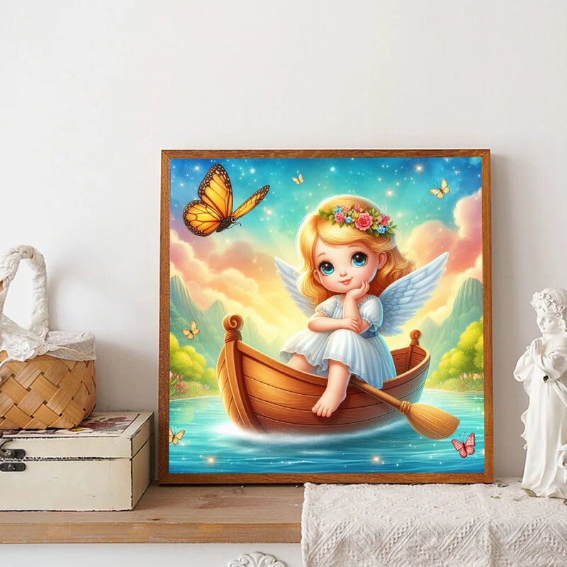 Мультяшный детский Ангел 5D полный Круглый Алмазный Набор для рисования милый кавайный маленький ангел Сделай Сам мозаика вышивка крестиком подарок