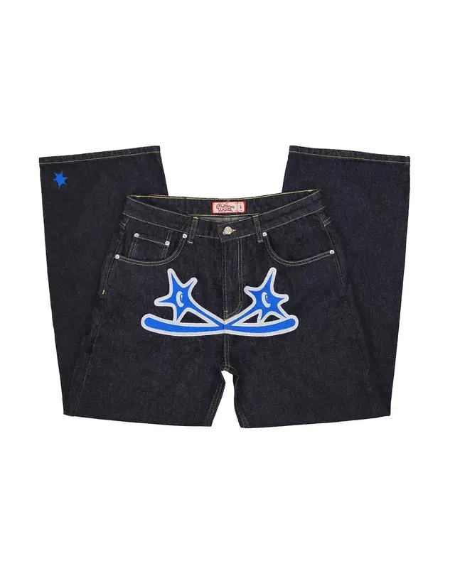 2024Y2K Jeans Men's Hip Hop Gothic Street New Rock Clothing Jeans Women's Pants Harajuku Casual Black Denim Trousers Street Wear