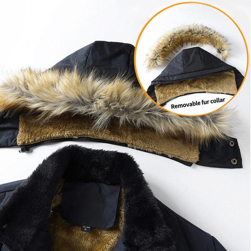 Abrigo de algodón con estilo para hombre, abrigo holgado de invierno, sombrero peludo