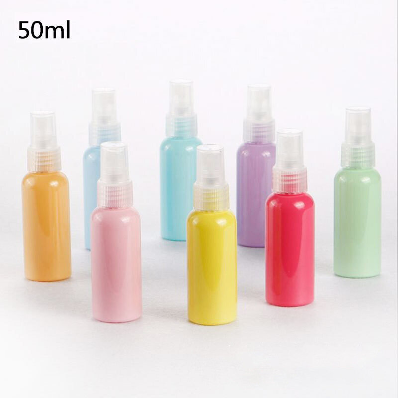 Botella rellenable de plástico para Perfume, atomizador de niebla fina vacío portátil, contenedor de cosméticos para viajes, 50ml