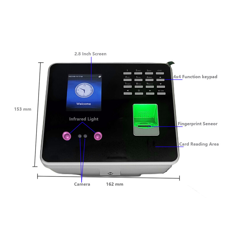 Биометрическая система распознавания лиц ZKTime 5,0 Tcp/ip, часы со сканером отпечатков пальцев, электронное устройство для управления посещаемостью работника